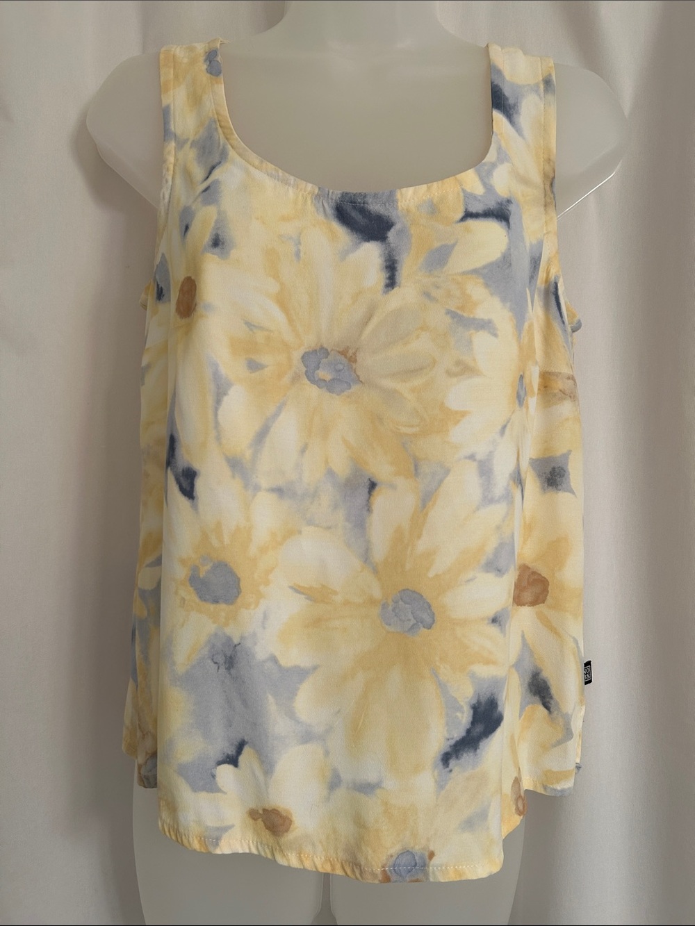 Vintage No BS Floral Sleeveless  Top - Yellow Blue